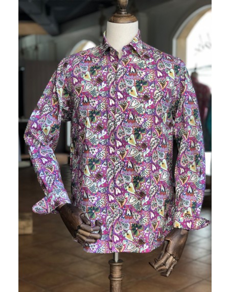 Chemise homme violet aubergine en lin :: taille M :: galeries lafayettes - Vêtements