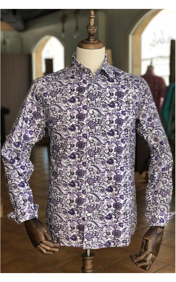 ABH Collection JÁVEA Purple paisley tropical man shirt ABH Collection JÁVEA Purple paisley tropical man shirt