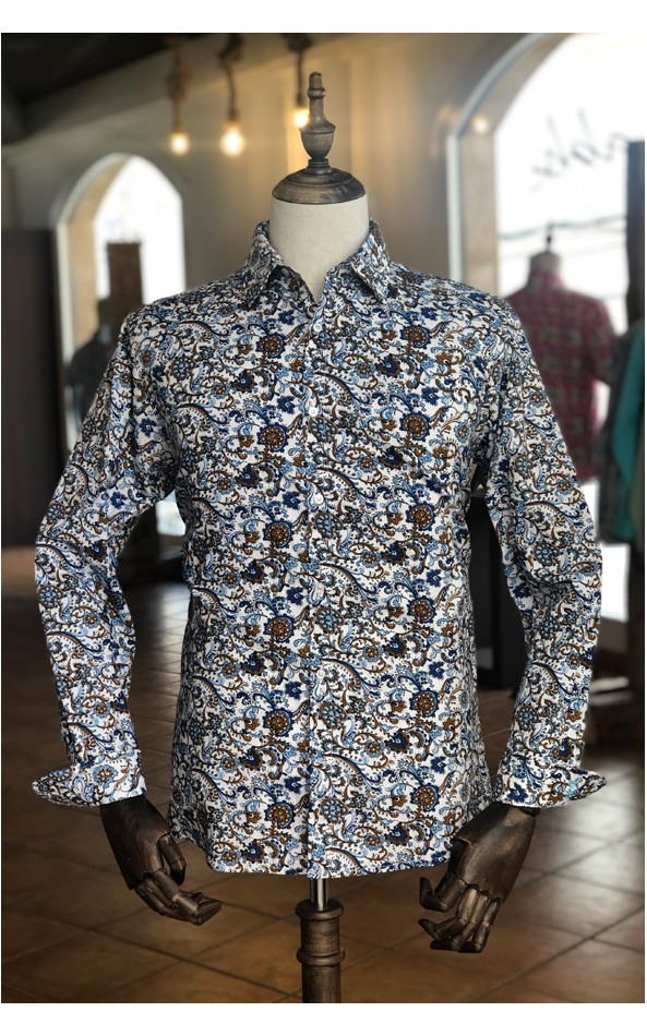 ABH Collection JÁVEA Blue paisley tropical man shirt ABH Collection JÁVEA Blue paisley tropical man shirt