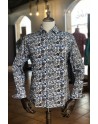 Blue lotus flower print men's shirt | ABH Collection JÁVEA