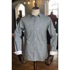 Blue diamond print men's shirt