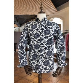 Big blue flower print men's...