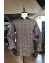 Small flower print brown men's shirt | ABH Collection JÁVEA