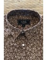 Camisa de hombre marrón estampado flor pequeña | ABH Collection JÁVEA