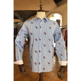 Blue striped floral print...