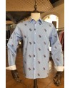 Blue striped floral print men's shirt | ABH Collection JÁVEA