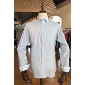 Blue dot print men's shirt