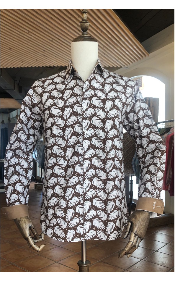 Monstera leaf print men's shirt | ABH Collection JÁVEA