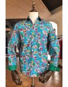 Mexican skull print turquoise men's shirt | ABH Collection JÁVEA