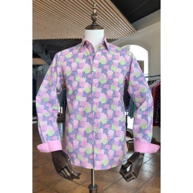 ABH Collection JÁVEA Printed man shirt pink paintball shot