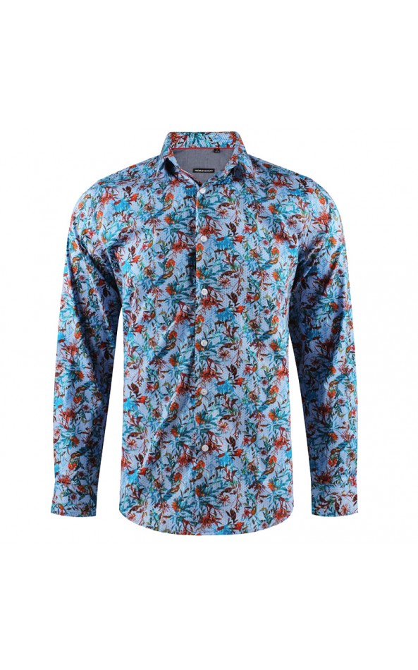 Camisa de hombre azul estampado de flores | ABH Collection JÁVEA
