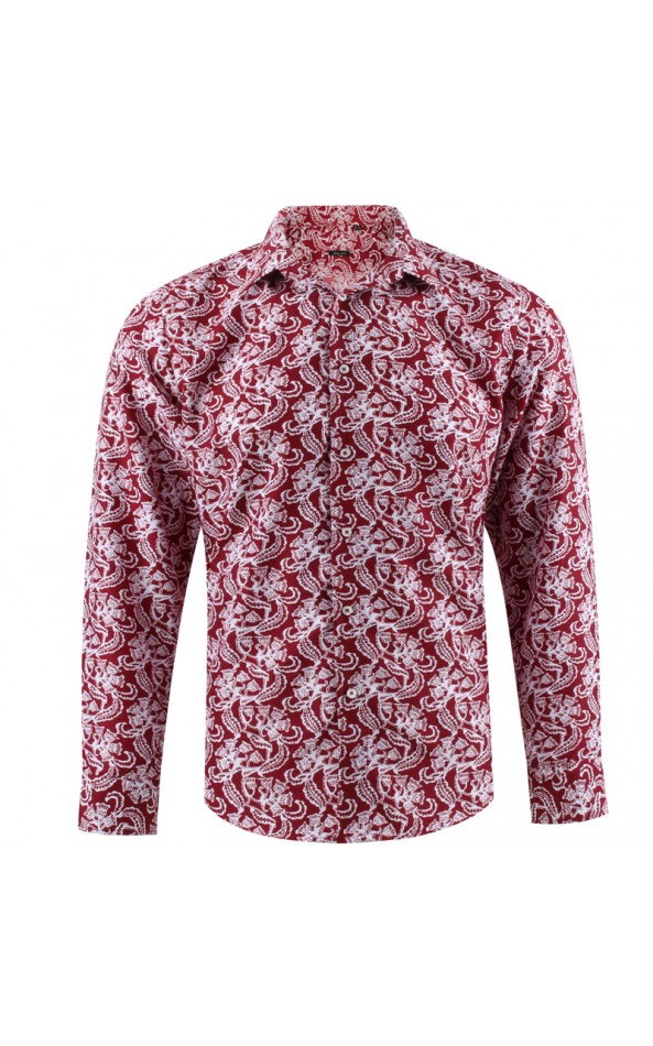 Flower print burgundy men's shirt | ABH Collection JÁVEA