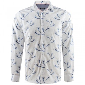 Shrimp print white men's shirt
