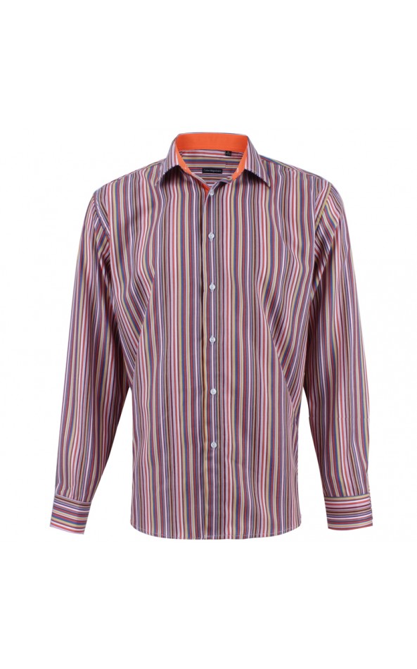 Multicolored stripes orange men's shirt | ABH Collection JÁVEA
