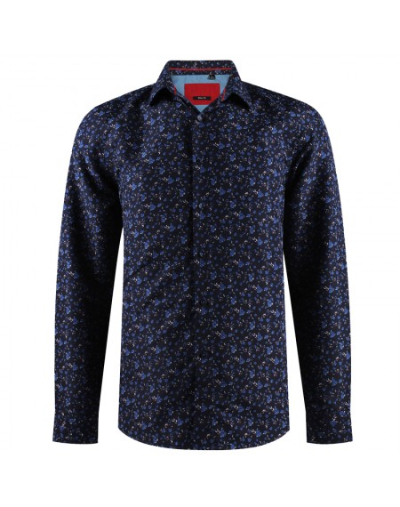 Floral print navy blue men's shirt | ABH Collection JÁVEA