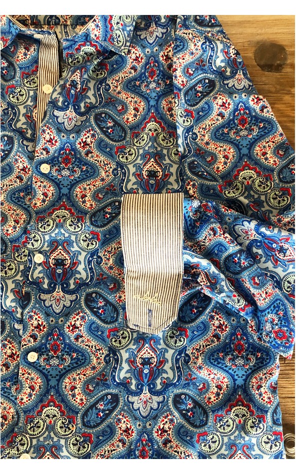 Chemise Homme Freeman T Porter Slim Fit Bleu - Motif Géométrique Origami, Coton, Neuve étiquetée
