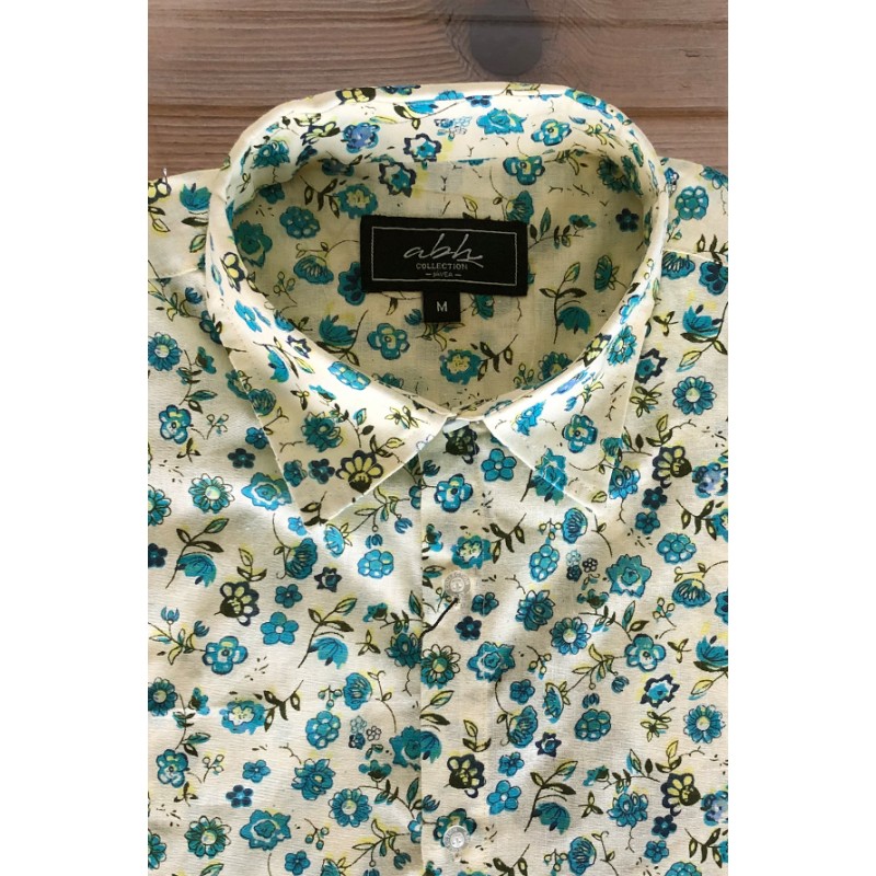 Eggshell men's shirt with daisy print | ABH Collection JÁVEA