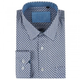 Blue men's shirt diamond print