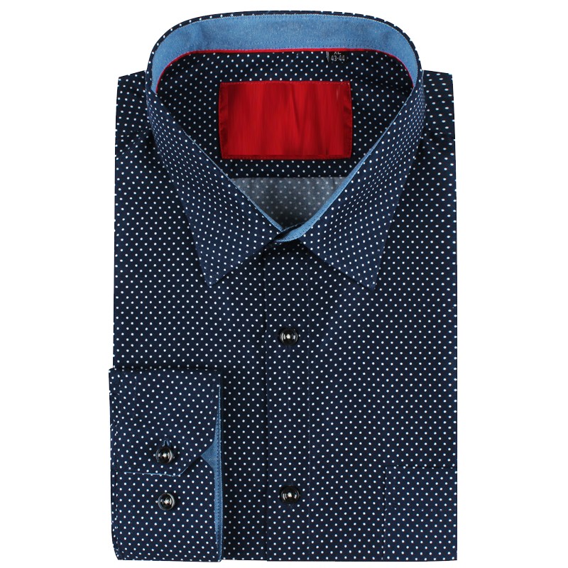Camisa de hombre azul marino estampado de puntos | ABH Collection JÁVEA