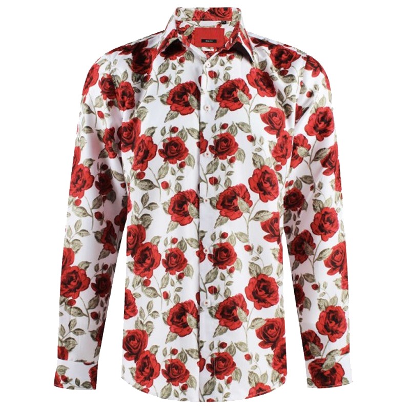 Chemise Pour Homme Imprimé Cachemire Doré – Coupe Ajustée, Stretch – Manches Longues, Col Rabattu – Style élégant Et Moderne - 5