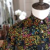 Men's black shirt with multicolored rounded print | ABH Collection JÁVEA