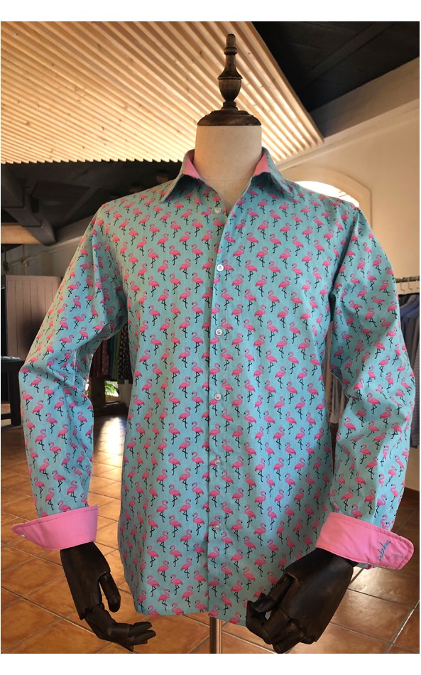 Flamingo print men's shirt | ABH Collection JÁVEA