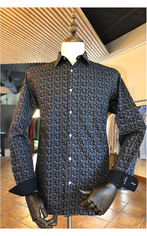 ABH Collection JÁVEA Black beige floral man shirt ABH Collection JÁVEA Black beige floral man shirt