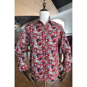 Heart print red men's shirt