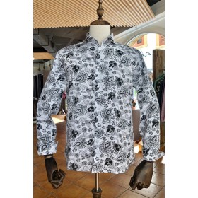 Black flower print men's shirt